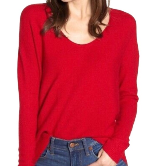 Madewell Sweaters - Madewell Kimball Red Merino Wool Alpaca Blend Scoop Neck Sweater Medium